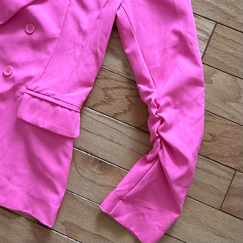 VENUS Hot Pink Double Breasted Blazer Size 4 Women Notch Lapel Tailored Jacket - Picture 8 of 11